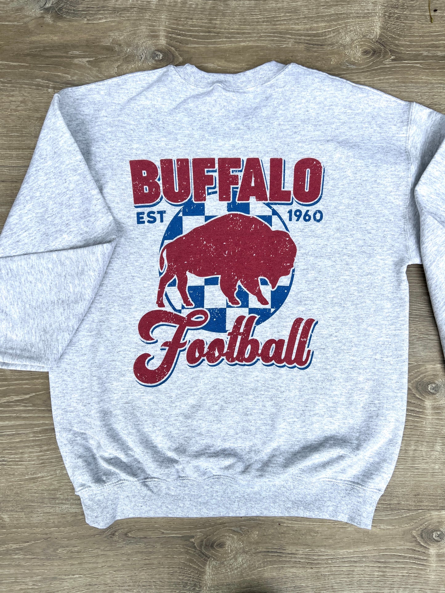 Buffalo football checkered crewneck, Buffalo football sweatshirt