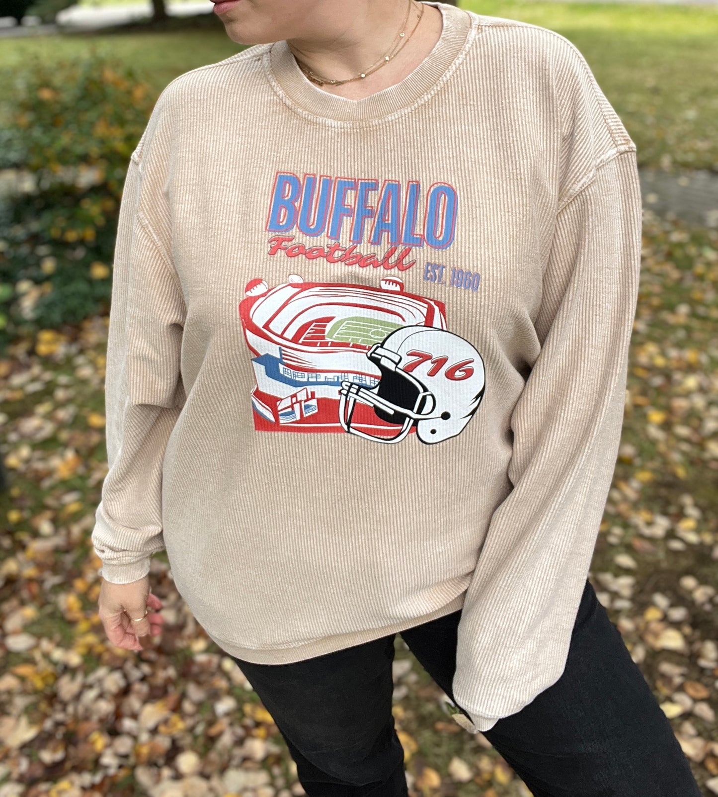 Buffalo corded crewneck, Buffalo old school oversized crew, Buffalo corded neutral crew