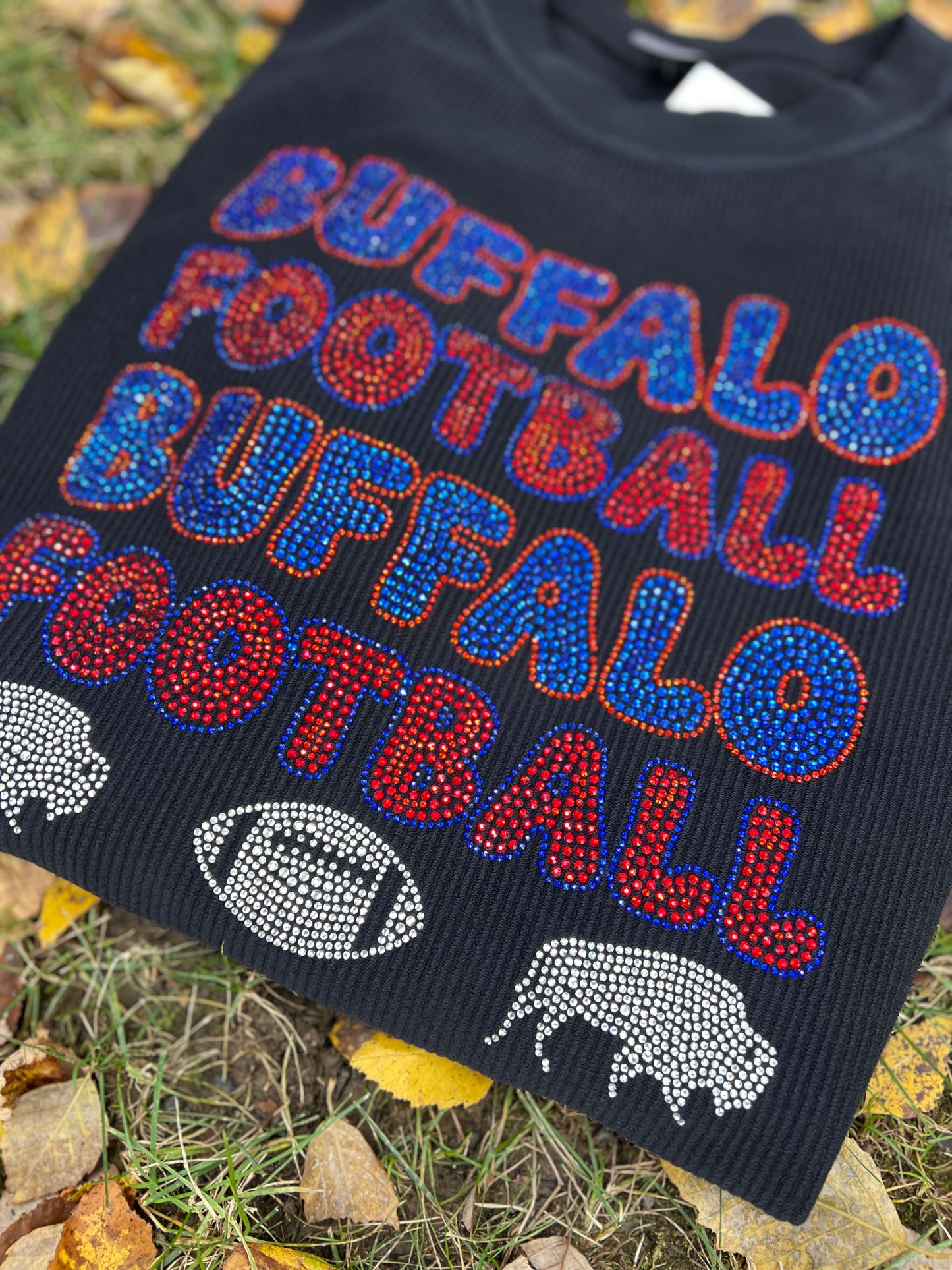 Buffalo rhinestone corded crewneck, Buffalo corded crewneck, Buffalo bling sweatshirt