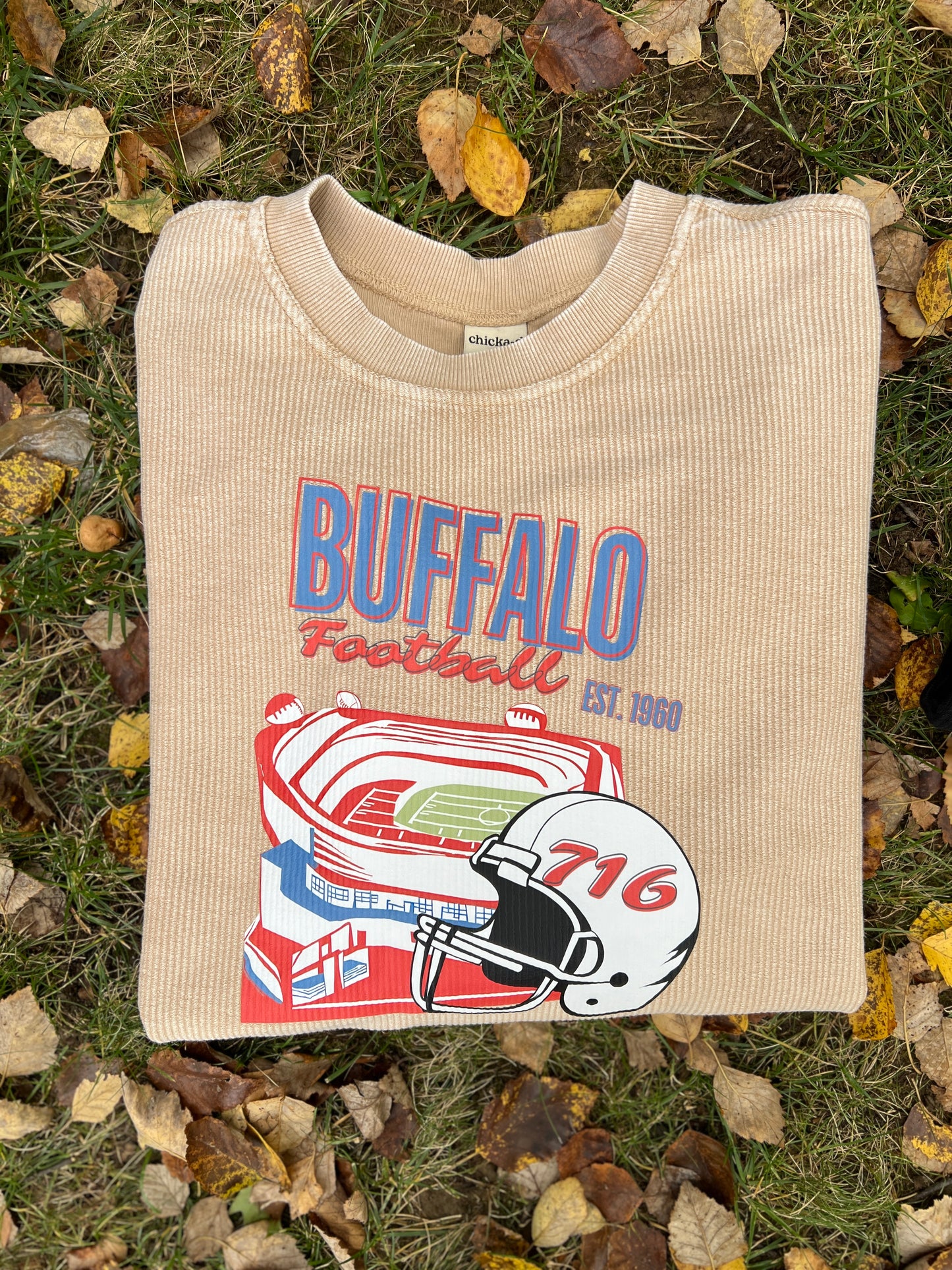 Buffalo corded crewneck, Buffalo old school oversized crew, Buffalo corded neutral crew