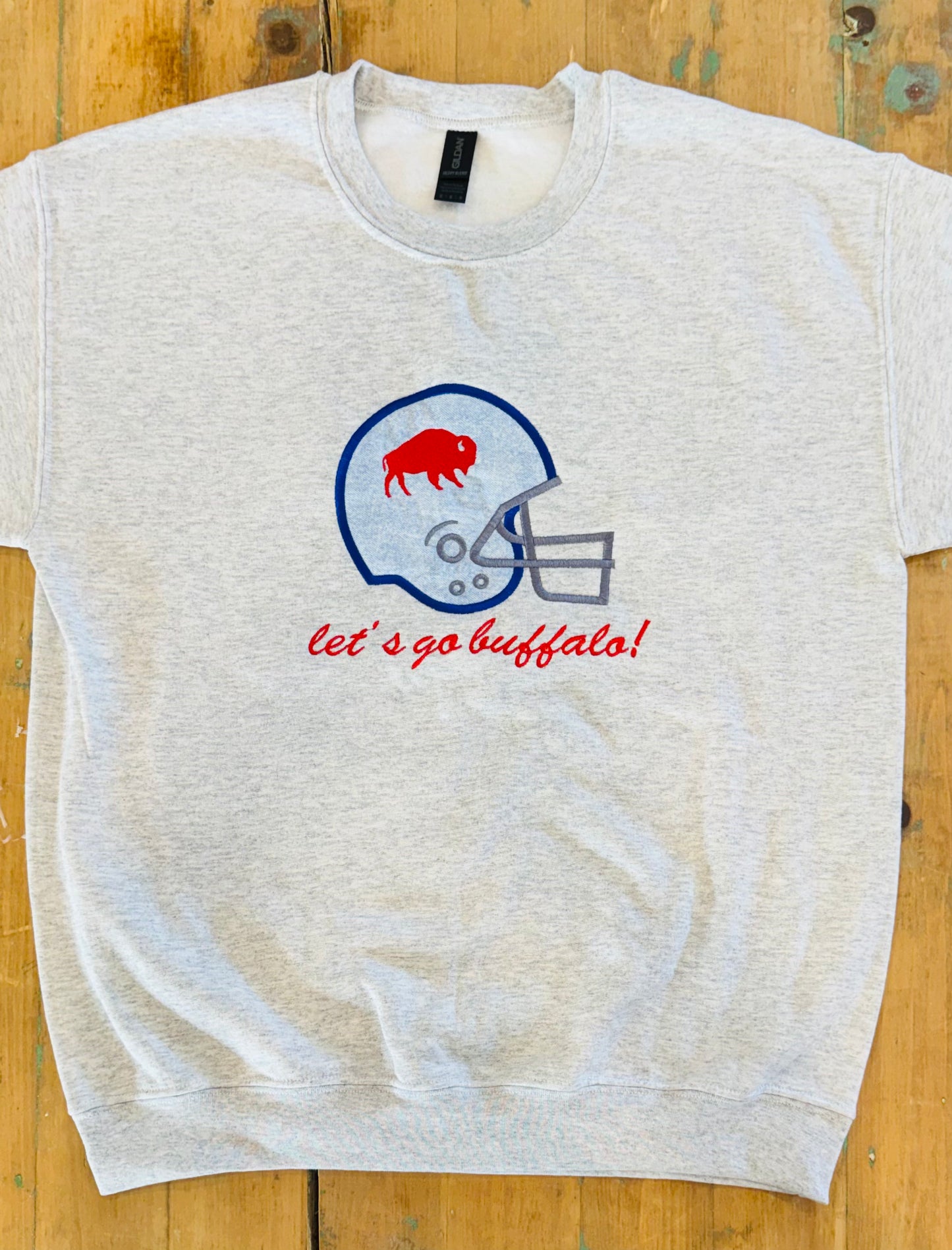 Buffalo Let's Go Buffalo Applique Embroidered Sweatshirt