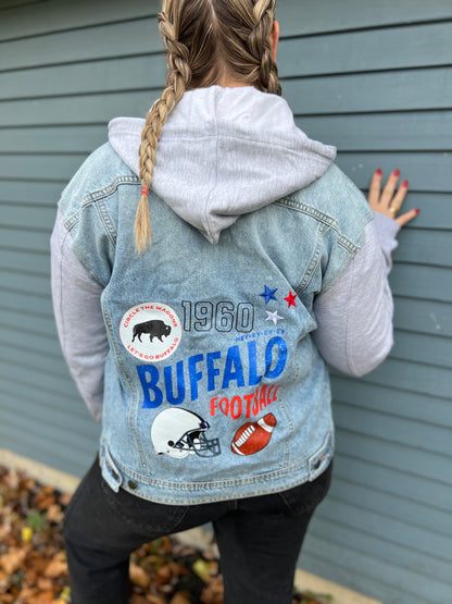 Buffalo Football Denim Jacket, Buffalo Sweatshirt Denim Jacket