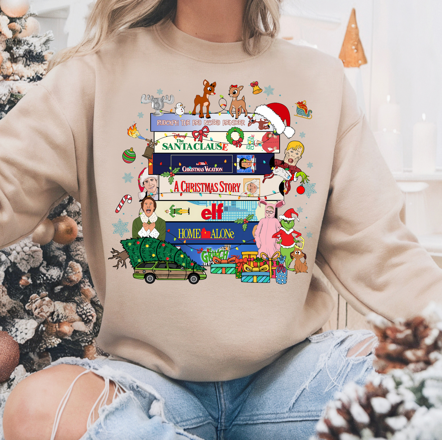 Christmas movie lineup, Christmas movie crewneck