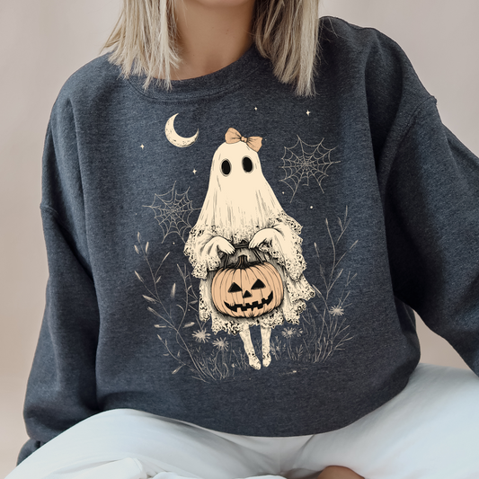 Lacey ghost crewneck, Ghost sweatshirt, Lace ghost sweater