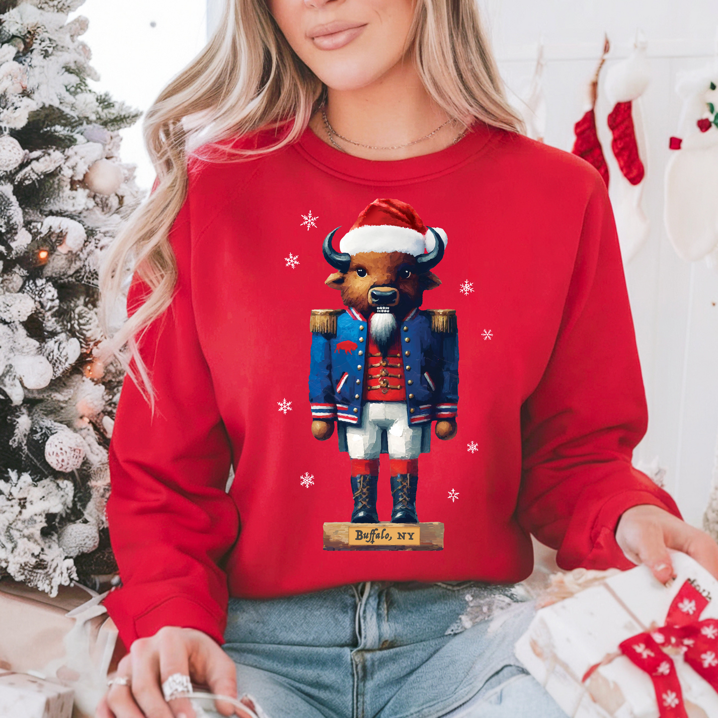 Buffalo Nutcracker Christmas Crewneck, Buffalo Holiday Sweatshirt, Buffalo Nutcracker