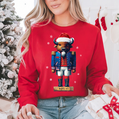 Buffalo Nutcracker Christmas Crewneck, Buffalo Holiday Sweatshirt, Buffalo Nutcracker
