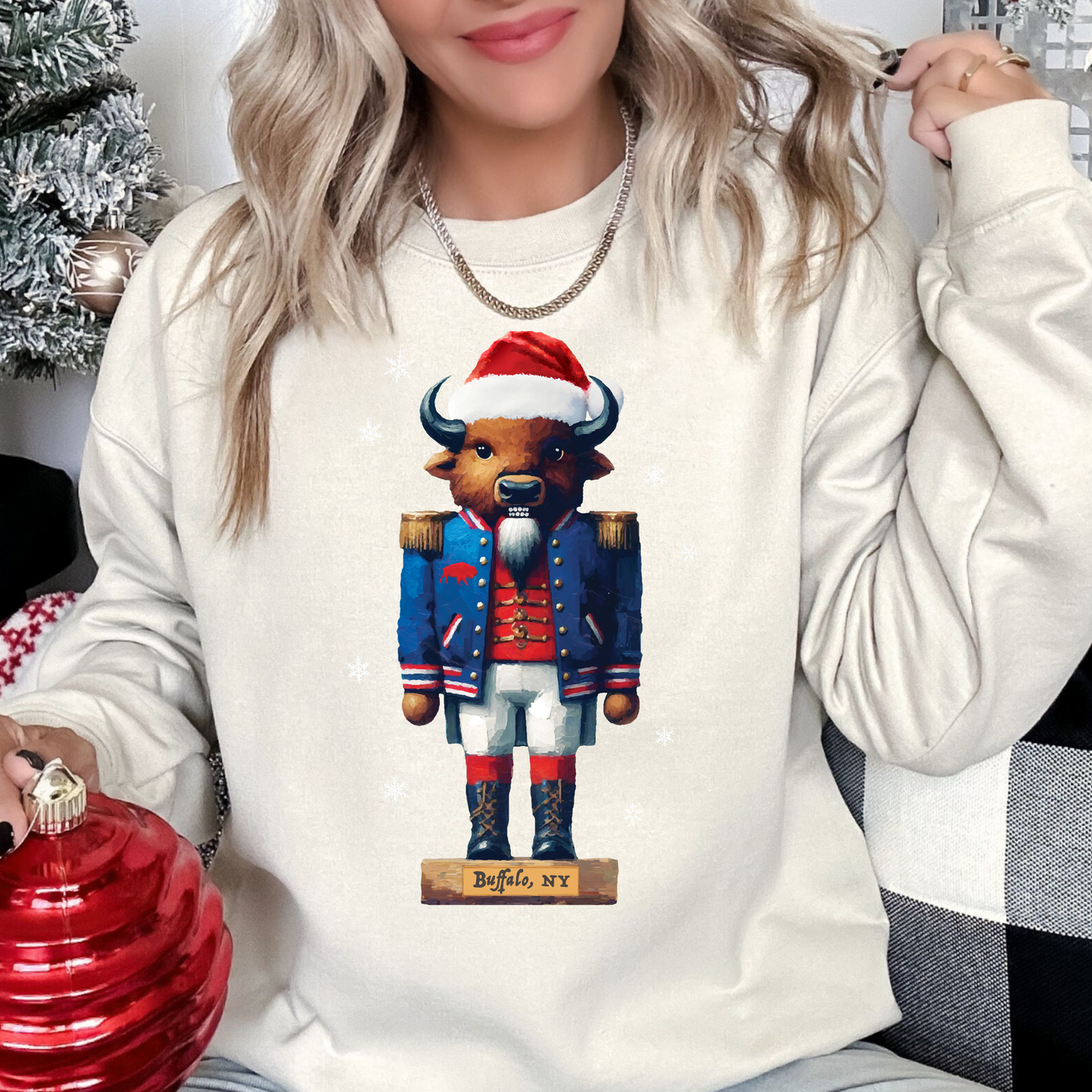 Buffalo Nutcracker Christmas Crewneck, Buffalo Holiday Sweatshirt, Buffalo Nutcracker