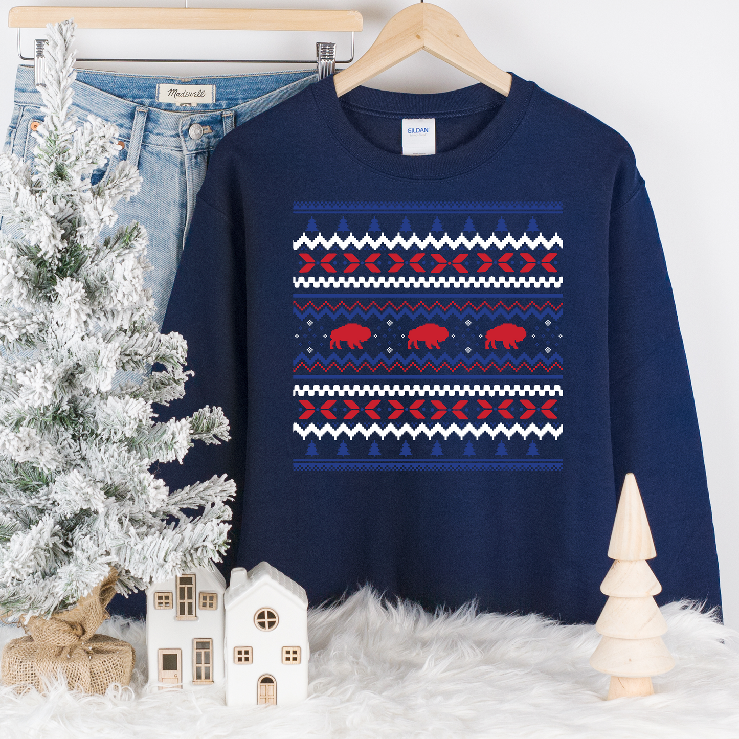 Buffalo Fair Isle Crewneck, Buffalo Christmas Crewneck