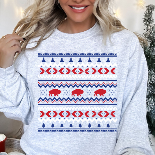 Buffalo Fair Isle Crewneck, Buffalo Christmas Crewneck