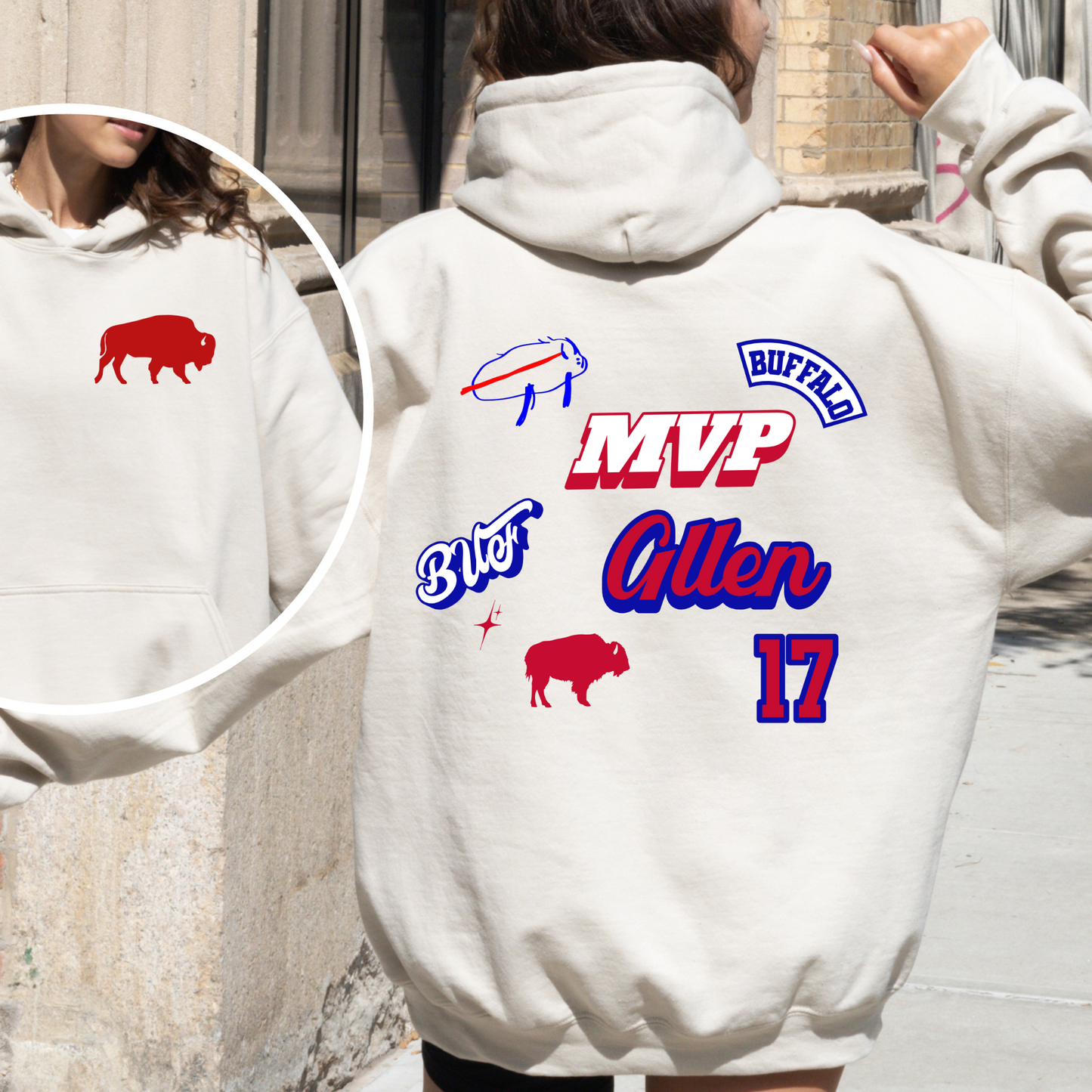 Allen MVP cluster hoodie, Allen MVP Buffalo Football Sweatshirt