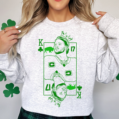 King Josh St. Allen Crewneck, St. Patrick's Day Buffalo Tee