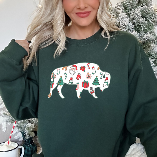 Santa Buffalo crewneck, Christmas crewneck, Christmas sweatshirt