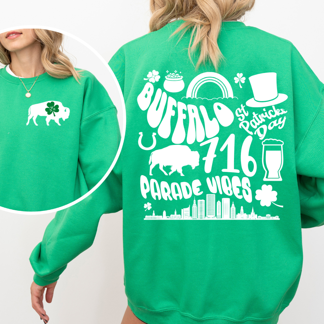 Buffalo parade vibes crewneck, Buffalo St. Patrick's Day sweatshirt