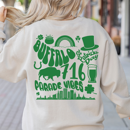 Buffalo parade vibes crewneck, Buffalo St. Patrick's Day sweatshirt