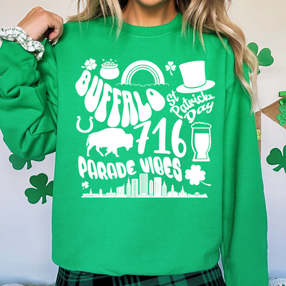 Buffalo parade vibes crewneck, Buffalo St. Patrick's Day sweatshirt