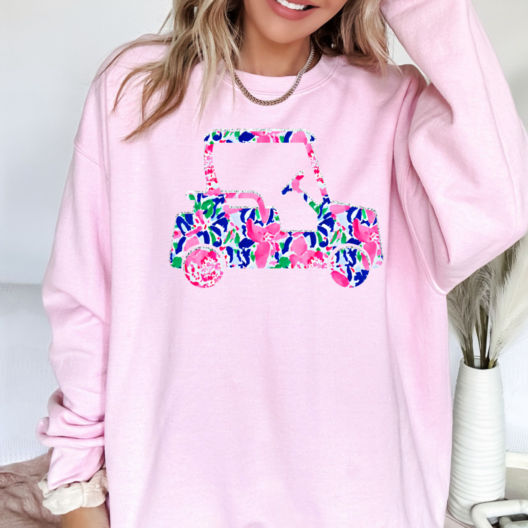 Lilly inspired golf crewneck, Lilly inspired golf cart t-shirt, Golf t-shirt