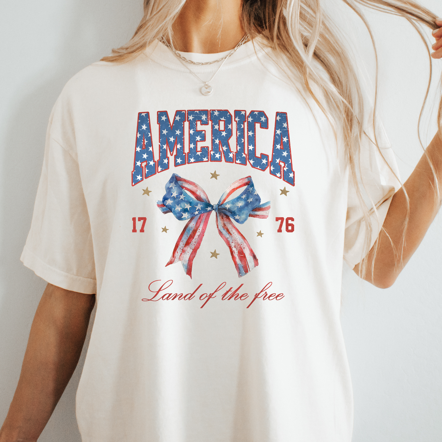 America bow tee, 1776 t-shirt, Land of the free tee