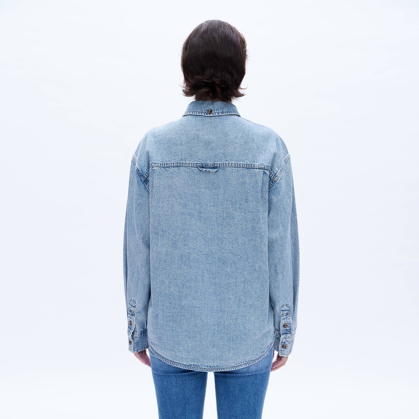 Oversized long sleeve denim shirt