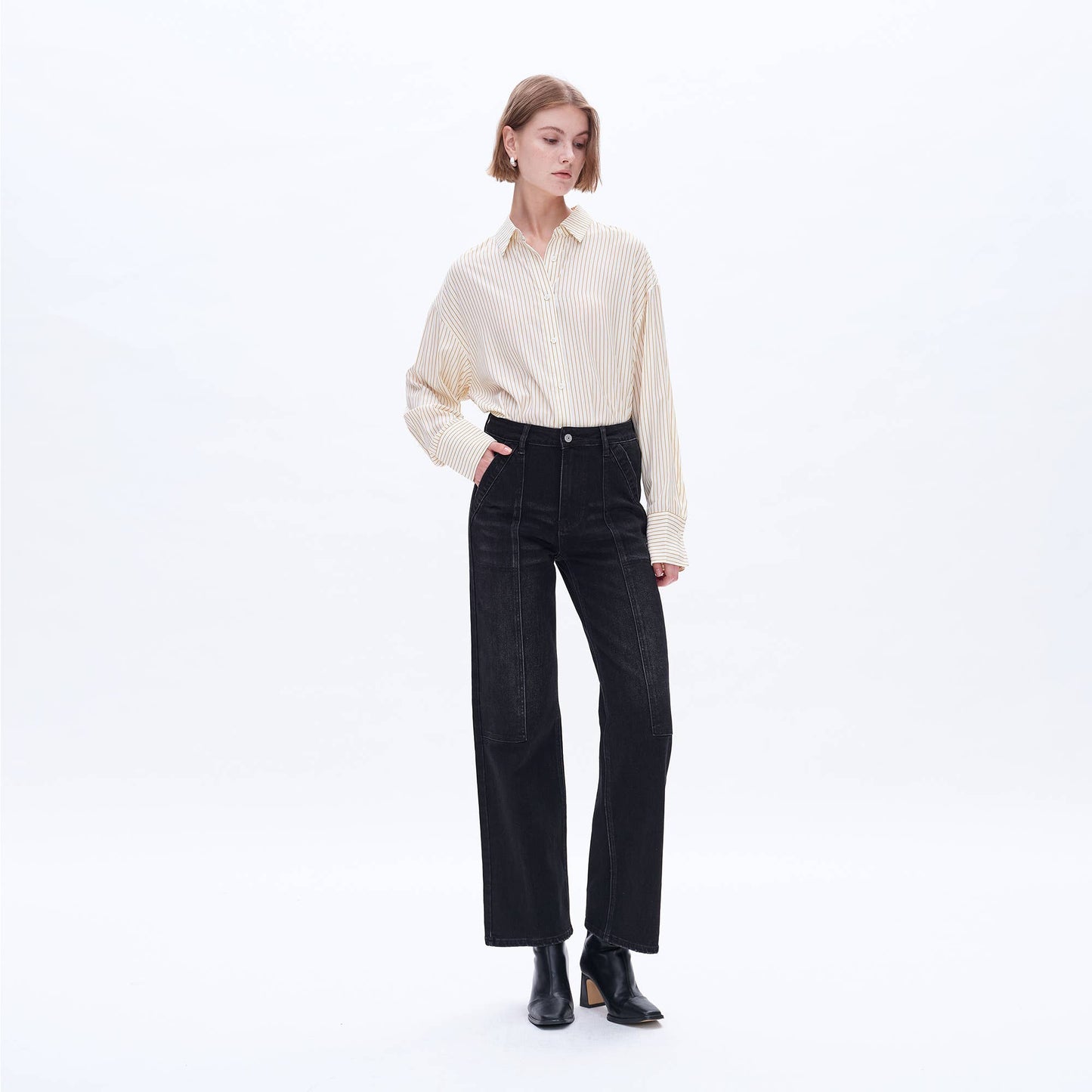 SUPER HIGH RISE WIDE LEG JEANS: BLACK