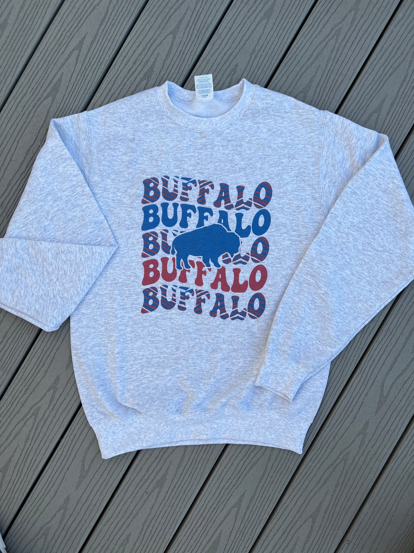 Buffalo Wavy Crewneck, Buffalo Zubaz Crewneck, Buffalo Football Sweatshirt
