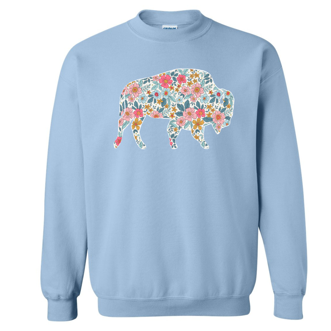 Spring floral standing Buffalo tee or crew