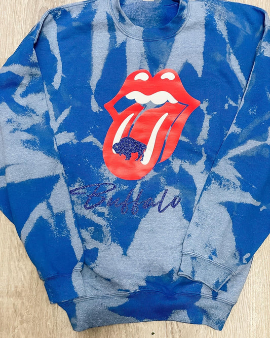 Buffalo x Rolling Stones Tie-dye glitter crewneck