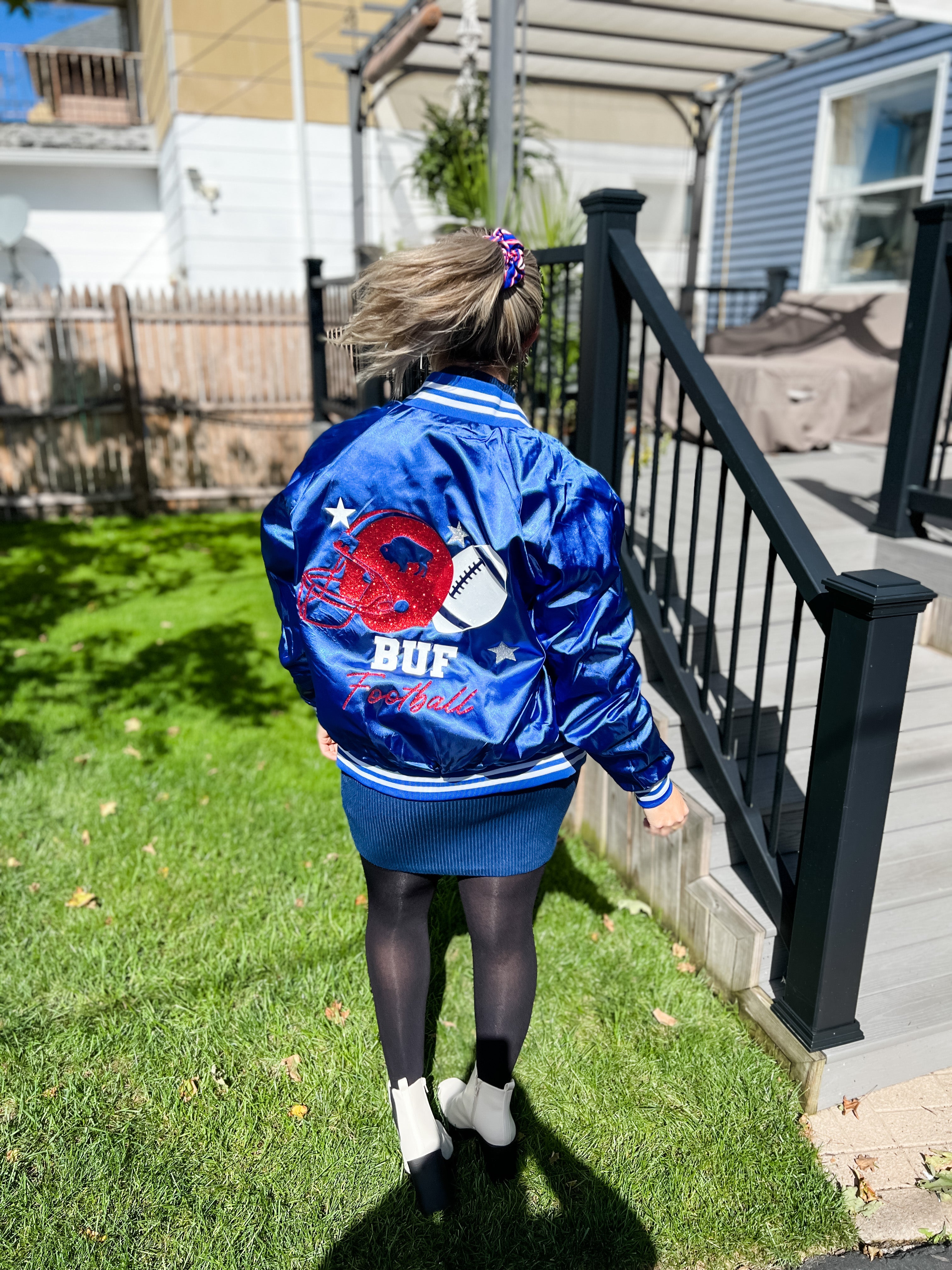 Buffalo satin jacket, Buffalo varsity jacket, Buffalo Football jacket