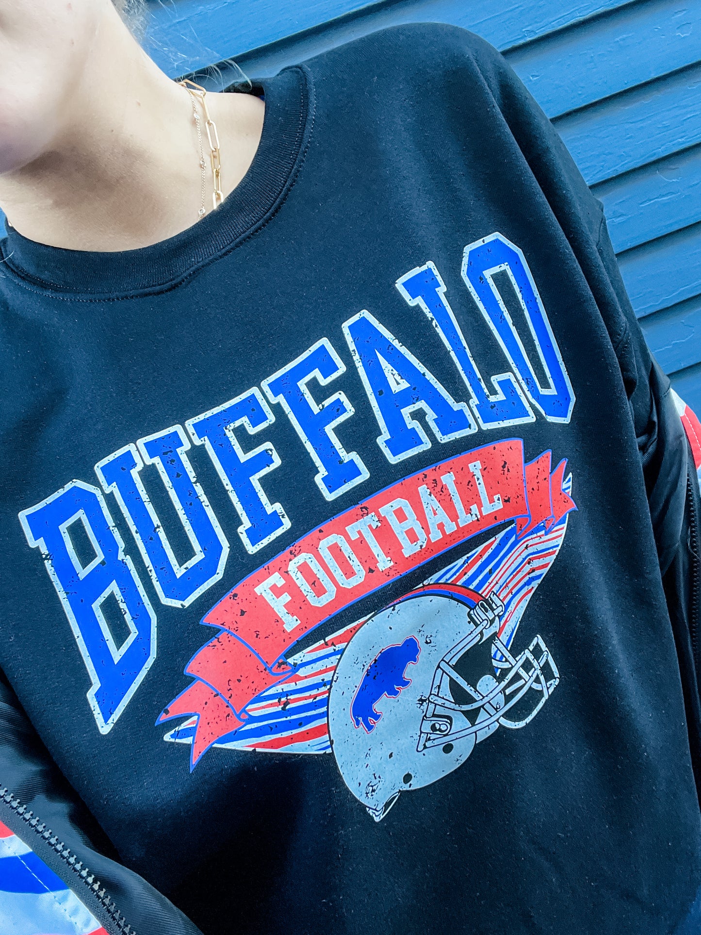 Buffalo football black sweatshirt, Buffalo Zubaz sweatshirt, Buffalo football vintage inspired crewneck