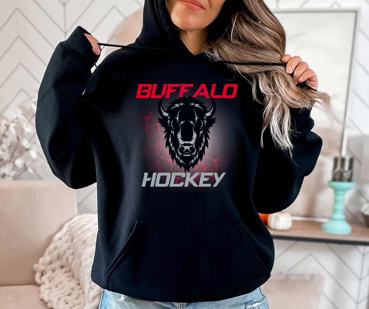 Buffalo hockey hoodie and crew goathead