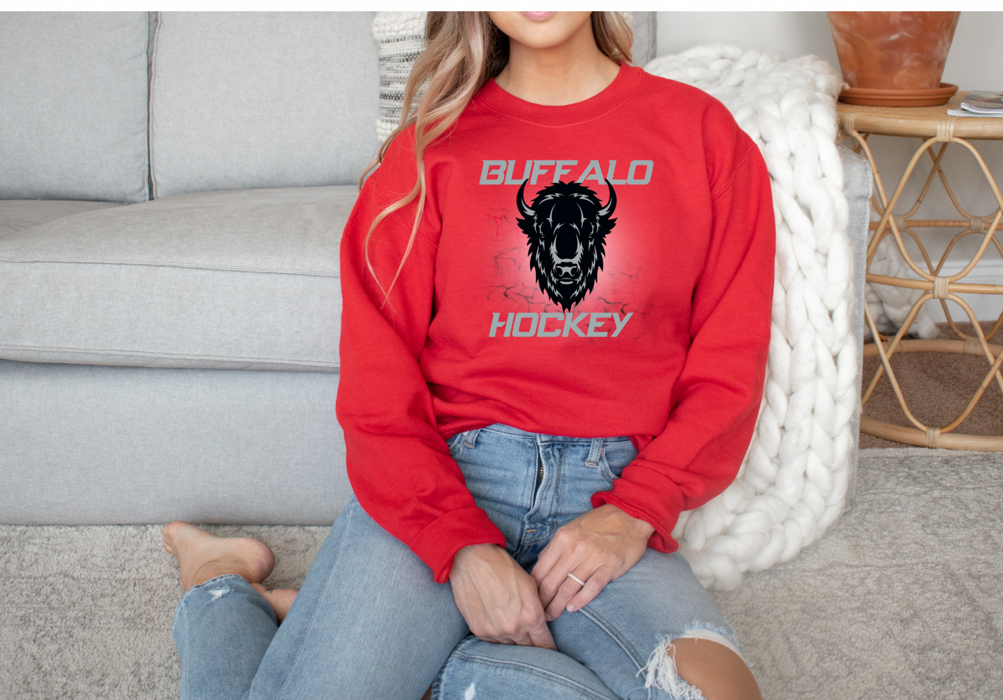 Buffalo hockey hoodie and crew goathead