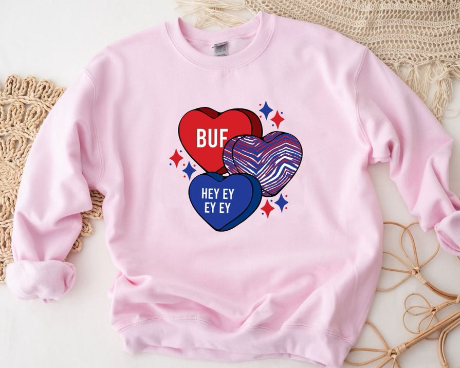 Buffalo conversation hearts Valentines Day crewneck