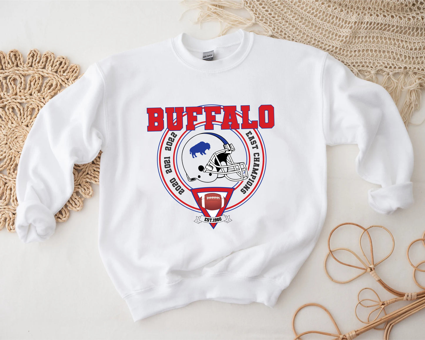 Buffalo playoff crew, Buffalo East division champions crew, Buffalo football vintage inspired sweatshirt